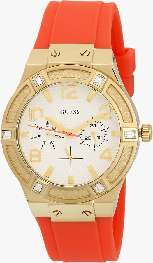 Guess Ladies Multifunction Gold Stainless Steel Rubber Strap W0564L2