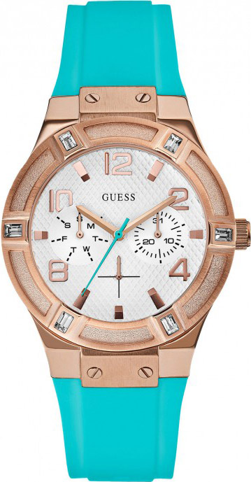 Guess Ladies Multifunction Rose Gold Stainless Steel Rubber Strap W0564L3