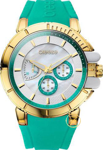 Breeze 3d Shadow Gold Green Rubber Strap Chronograph 110061.10