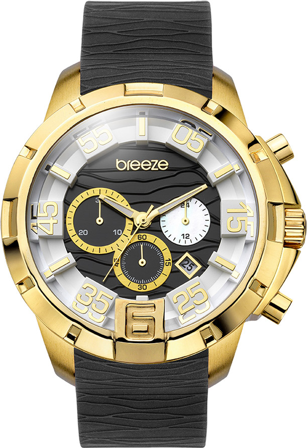 Breeze Tropical Affair Chronograph Gold Stainless Steel Rubber Strap 110161.11