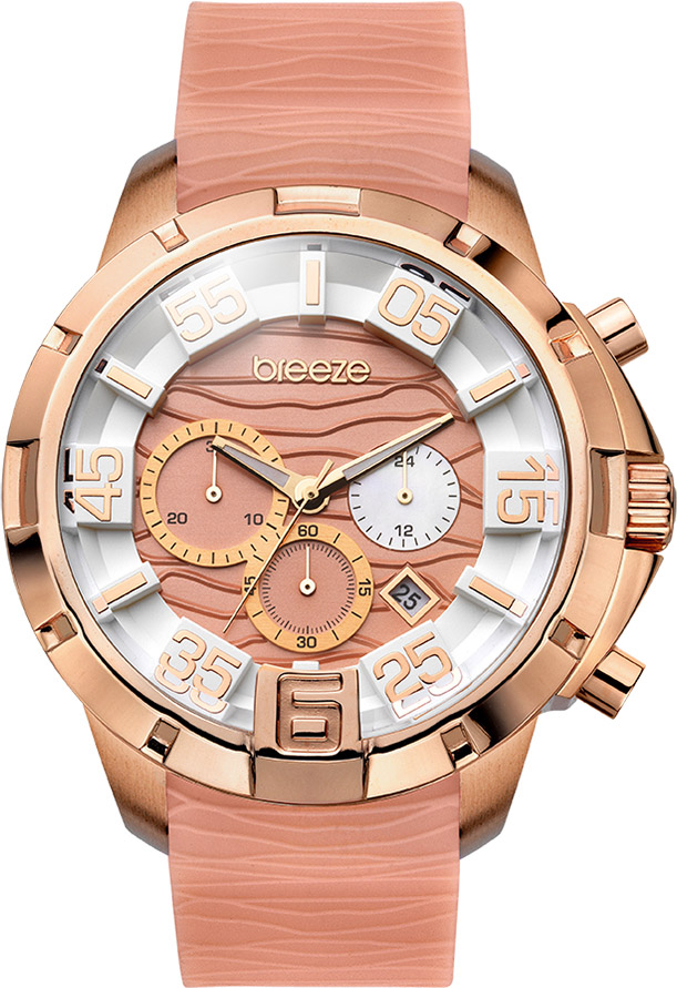 Breeze Tropical Affair Chronograph Rose Gold Stainless Steel Rubber Strap 110161.13