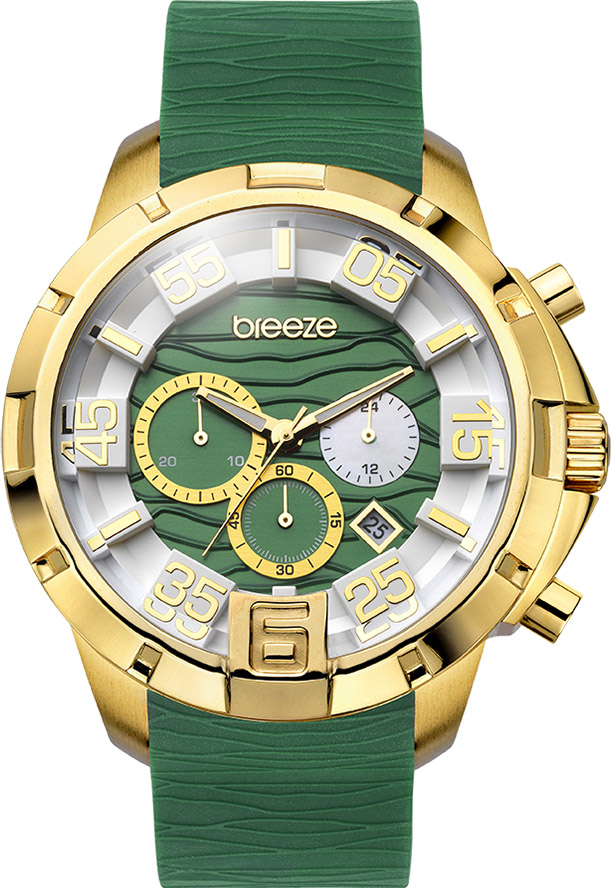 Breeze Tropical Affair Chronograph Gold Stainless Steel Rubber Strap 110161.14