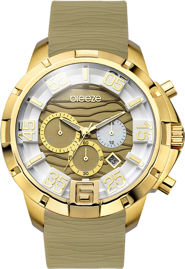 Breeze Tropical Affair Chronograph Gold Stainless Steel Rubber Strap 110161.15