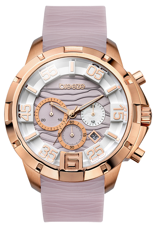Breeze Tropical Affair Chronograph Rose Gold Stainless Steel Rubber Strap 110161.16