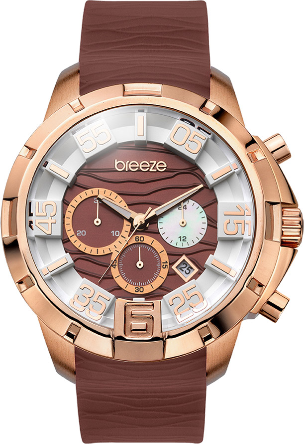 Breeze Tropical Affair Chronograph Rose Gold Stainless Steel Rubber Strap 110161.17