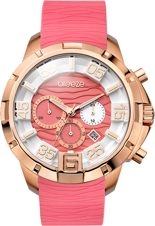 Breeze Tropical Affair Chronograph Rose Gold Stainless Steel Rubber Strap 110161.18
