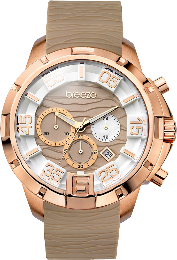 Breeze Tropical Affair Chronograph Rose Gold Stainless Steel Rubber Strap 110161.19