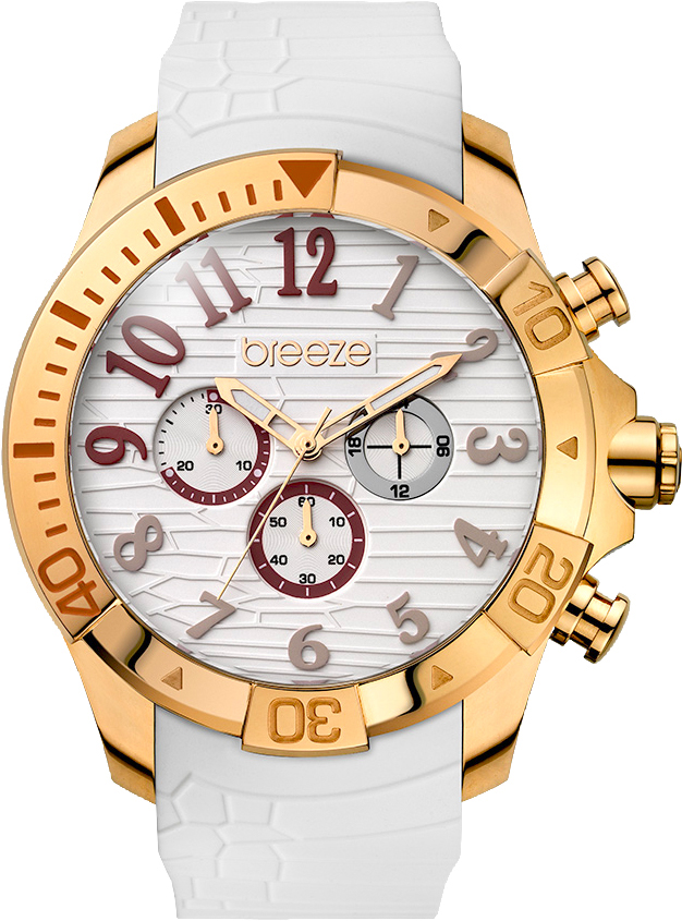 Breeze Sunsation Chronograph Rose Gold Stainless Steel Rubber Strap 110311.1