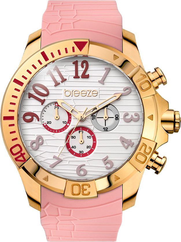 Breeze Sunsation Rose Gold Chrono Pink Silicone Strap 110311.10