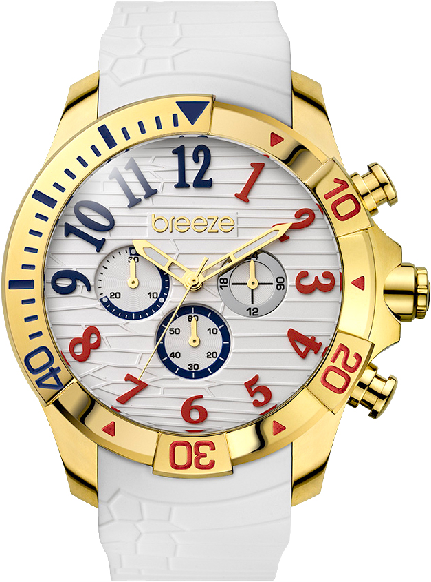 Breeze Sunsation Chronograph Gold Stainless Steel Rubber Strap 110311.2
