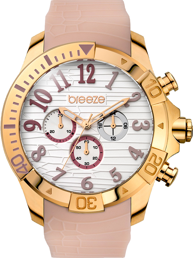 Breeze Sunsation Chronograph Rose Gold Stainless Steel Rubber Strap 110311.3