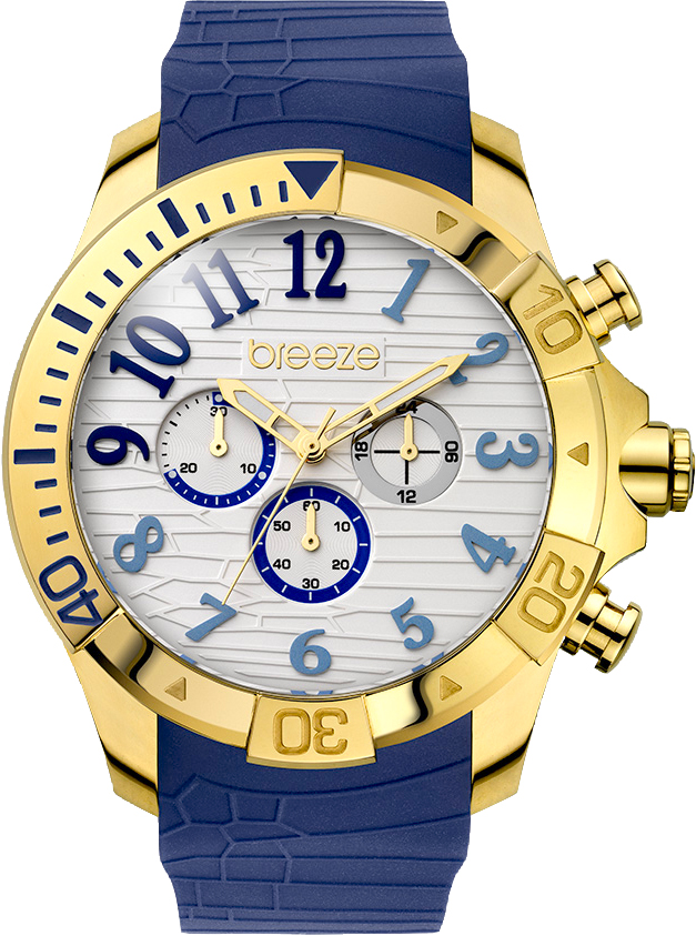 Breeze Sunsation Chronograph Gold Stainless Steel Rubber Strap 110311.6