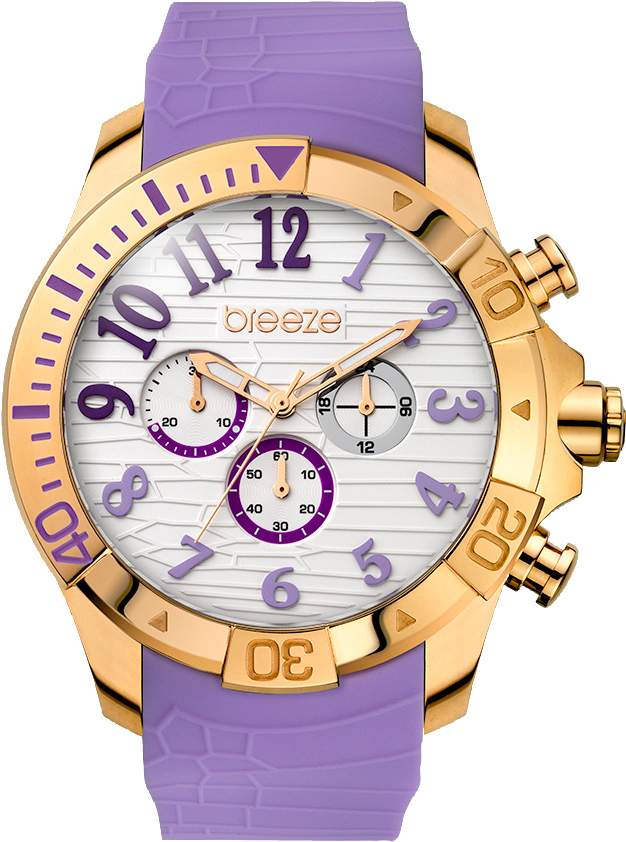 Breeze Sunsation Chronograph Rose Gold Stainless Steel Rubber Strap 110311.7