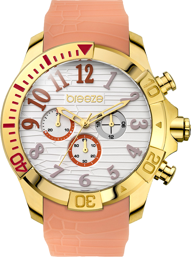 Breeze Sunsation Chronograph Gold Stainless Steel Rubber Strap 110311.8