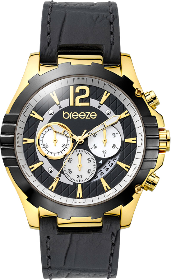 Breeze Sunset Boulevard Chronograph Gold Stainless Steel Leather Strap 110351.1