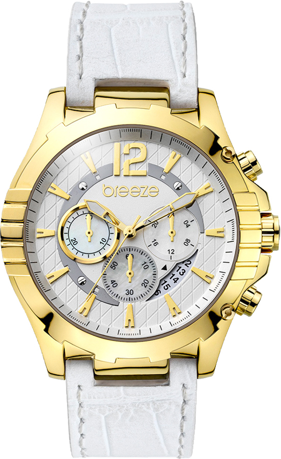 Breeze Sunset Boulevard Chronograph Gold Stainless Steel Leather Strap 110351.4