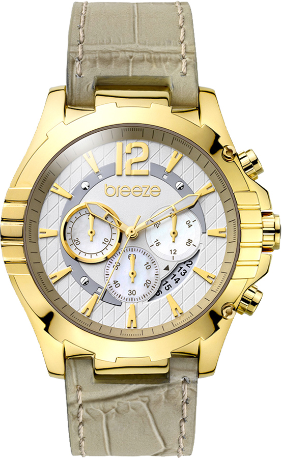 Breeze Sunset Boulevard Chronograph Gold Stainless Steel Leather Strap 110351.6