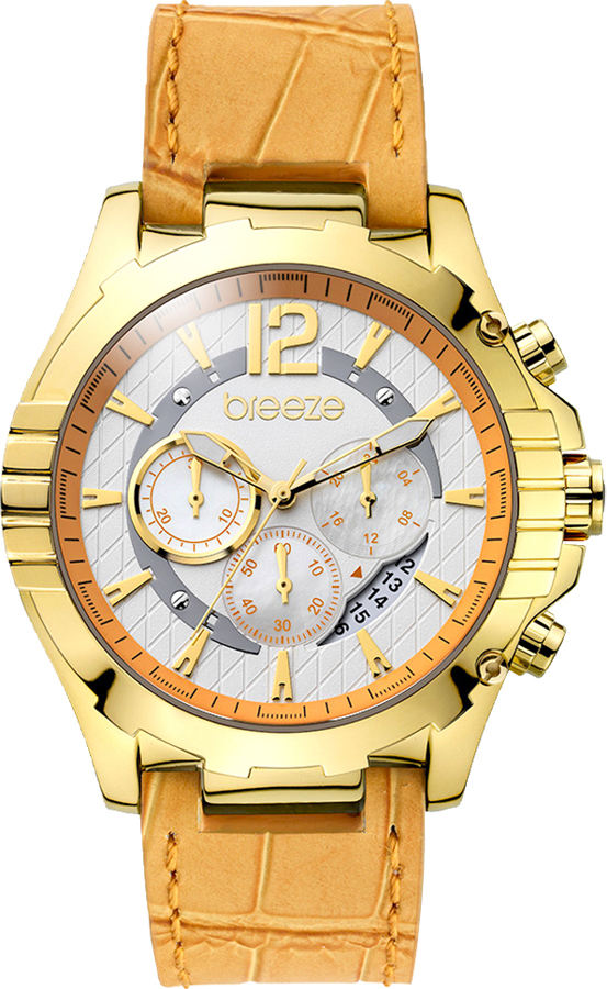 Breeze Sunset Boulevard Chronograph Gold Stainless Steel Leather Strap 110351.9