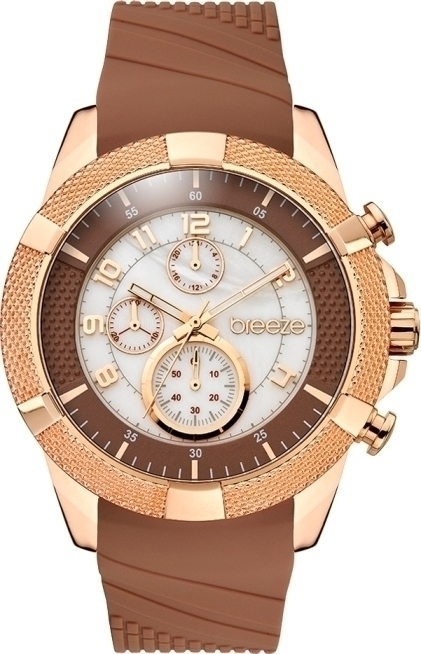 BREEZE Glamazon Rose Gold Brown Rubber Chronograph 110521.3