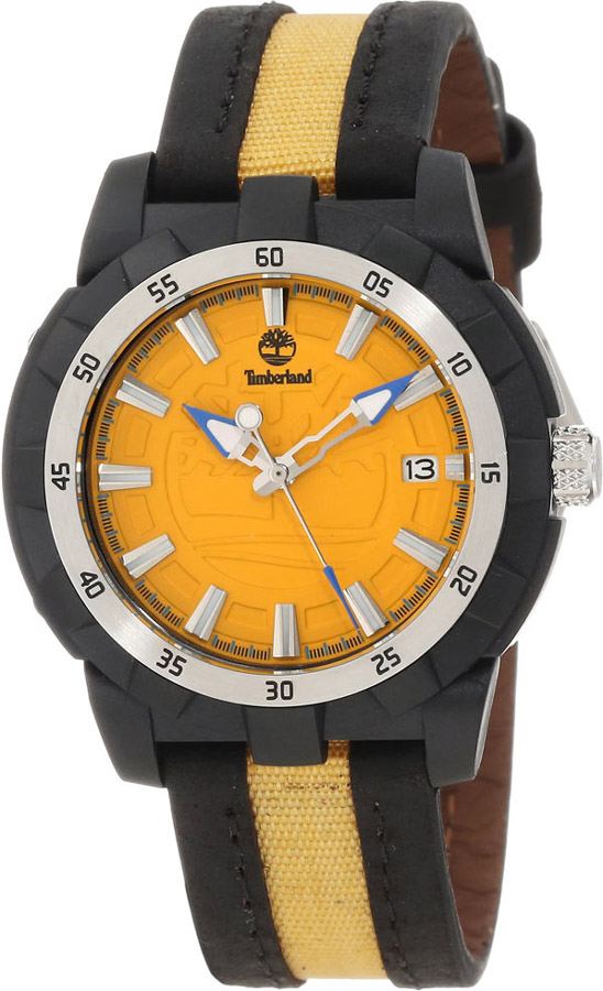 Timberland Men's Whiteledge Two-Tone Leather Quartz Watch with Yellow Dial 13323MPBS/17