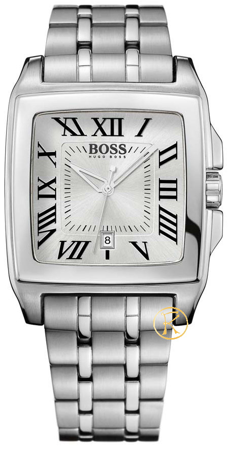 Boss Square Silver Dial Stainless Steel Bracelet 1512495