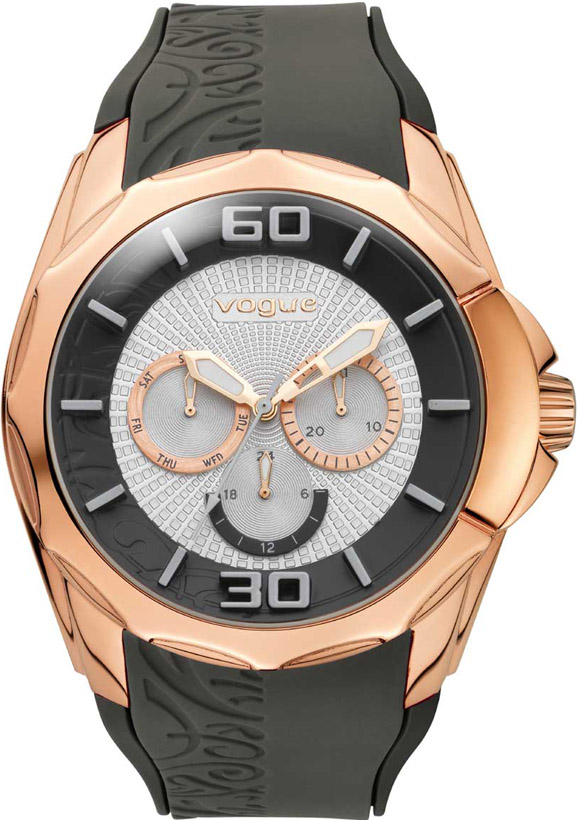 Vogue Candy Rose Gold Grey Rubber Strap 17010.7