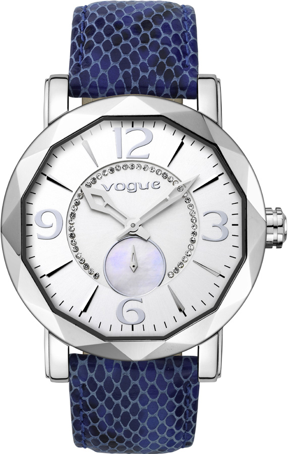 Vogue Kiss Kiss Crystal Ladies Blue Leather Strap 17020.7