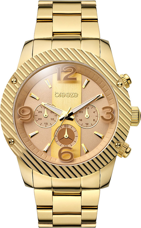 BREEZE Color-Blocking Gold Stainless Steel Chronograph 210471.2