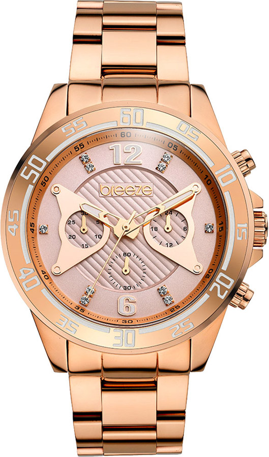 BREEZE Fluture Crystals Rose Gold Stainless Steel Chronograph 210501.8