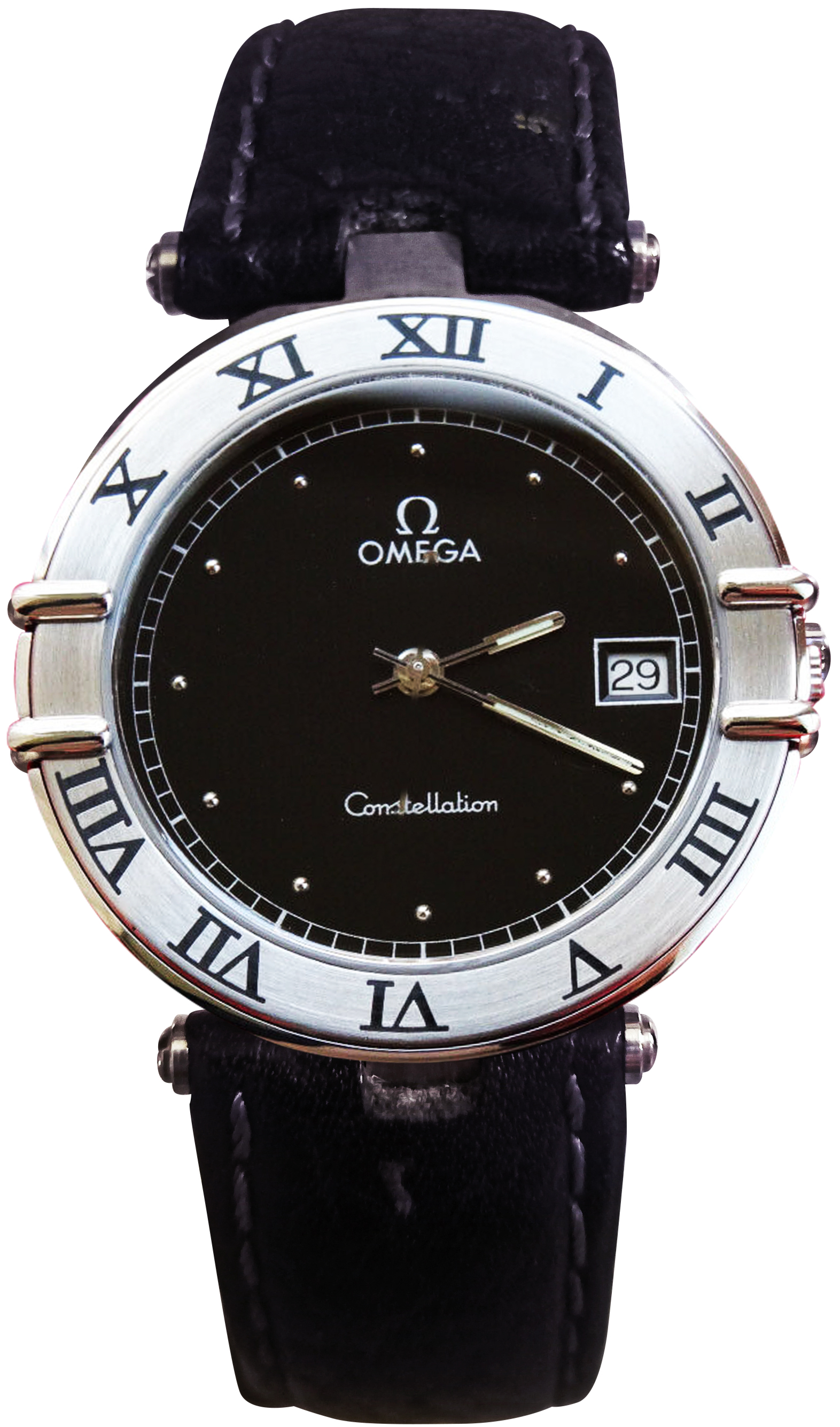 Omega Constellation Black Leather Strap