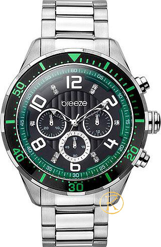 BREEZE Fast & Furious Green BlackChrono Stainless Steel Bracelet 610101.1