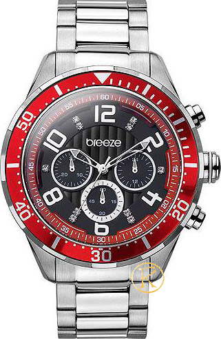 BREEZE Fast & Furious Red Black Chrono Stainless Steel Bracelet 610101.2