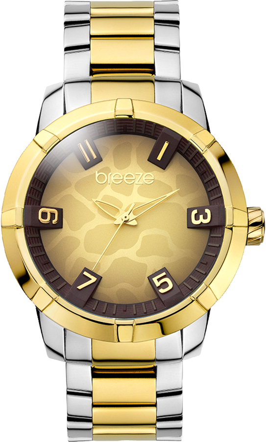 Breeze Safari Chic Three Hands Two Tone Gold Stainless Steel Bracelet 710381.2