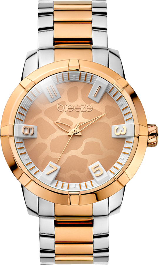 Breeze Safari Chic Three Hands Two Tone Rose Gold Stainless Steel Bracelet 710381.4