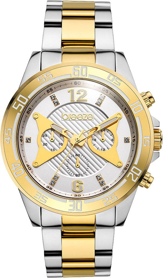 BREEZE Fluture Crystals Two Tone Stainless Steel Chronograph 710501.2