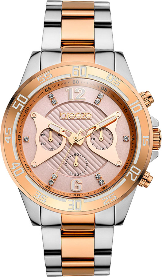 BREEZE Fluture Crystals Two Tone Stainless Steel Chronograph 710501.6