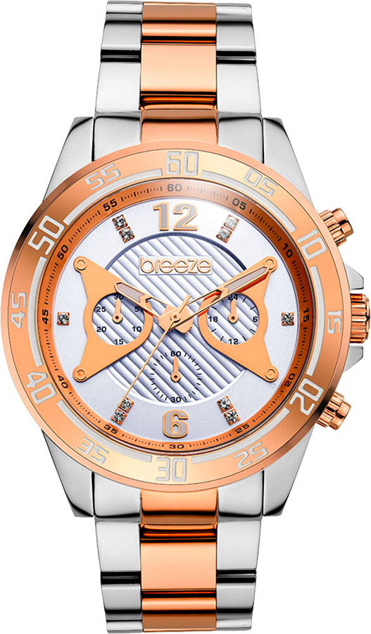 BREEZE Fluture Crystals Two Tone Stainless Steel Chronograph 710501.7