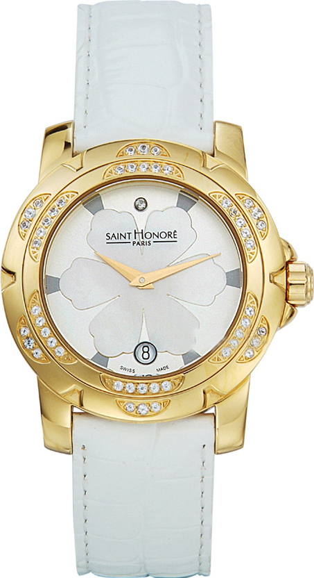 SAINT HONORE Diamonds Gold White Leather Strap 7520213ABYD