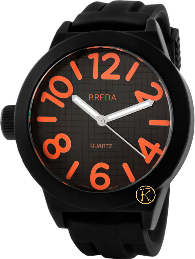 Breda Black Rubber Strap Orange 8137