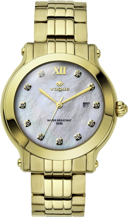 Vogue Grace Crystal Three Hands Gold Stainless Steel Bracelet 97007.1A