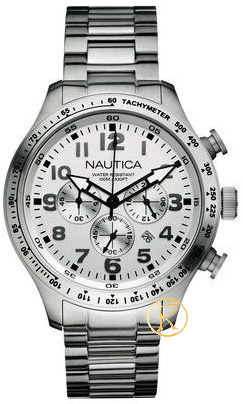 Nautica Tachymeter White Dial-Silver Bracelet A18593G