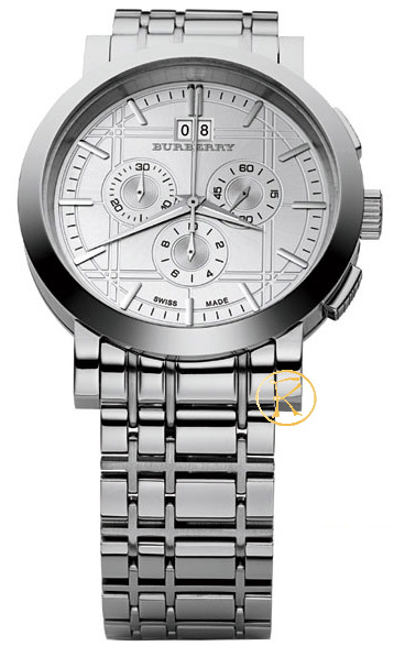 BURBERRY Mens Round Face Extra Large Stainless Steel Bracelet BU1384