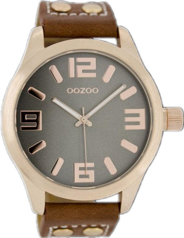 OOZOO Small Rose Gold Timepieces Brown Leather Strap C1156