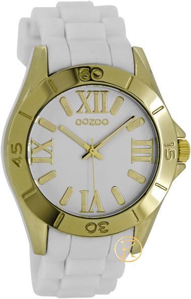 OOZOO Timepieces Gold White Rubber Strap C5711