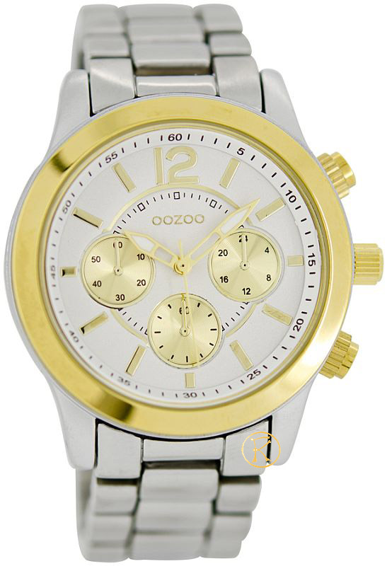 Oozoo Timepieces Silver Gold Dial Silver Bracelet C6171