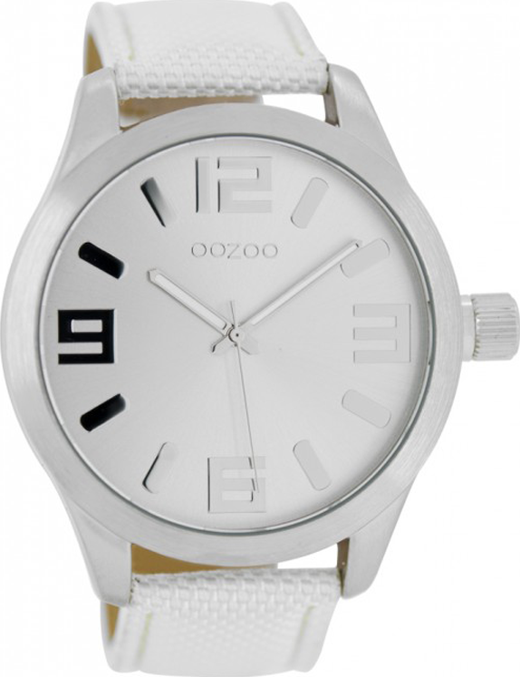 Oozoo Timepieces Xl White Leather Strap C6605