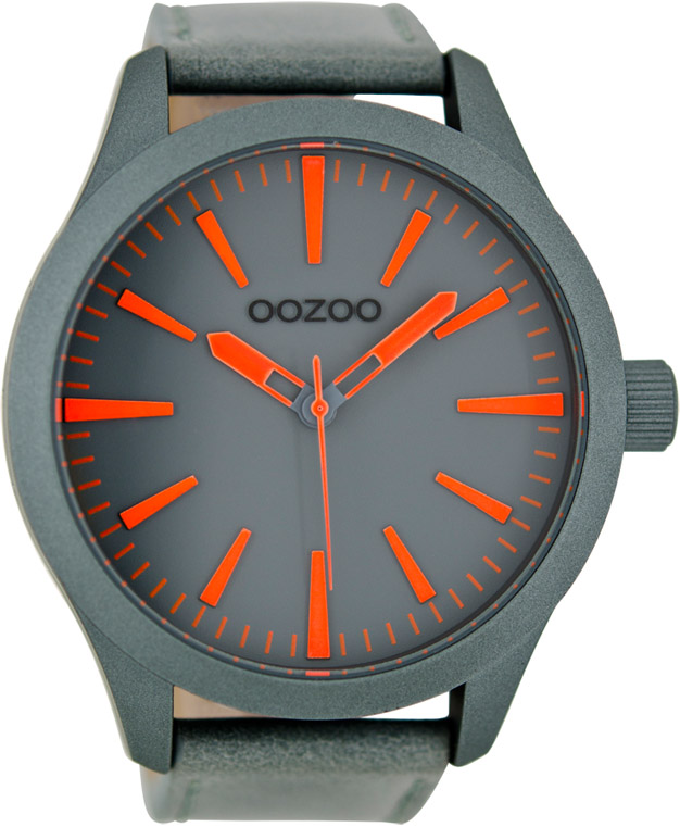 Oozoo Timepieces XXL Grey Leather Strap C6720