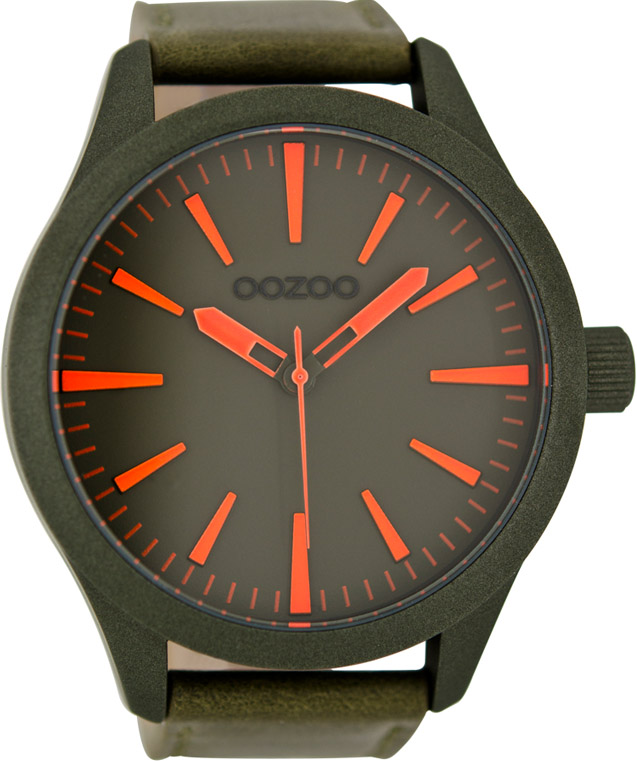 Oozoo XXL Timepieces Khaki Leather Strap C6721