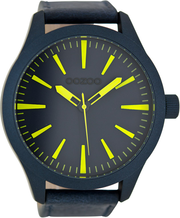 Oozoo XXL Timepieces Black Leather Strap C6723