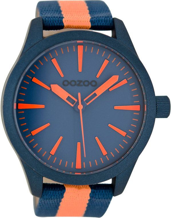 Oozoo XL Timepieces Orange And Blue Fabric Strap C6726